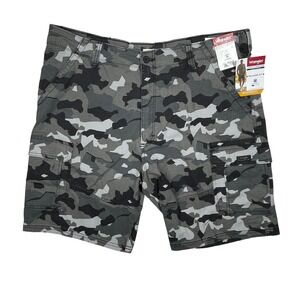 Wrangler Cargo Shorts Mens 40 Gray Camo Relaxed Fit Five Star Heritage Ripstop